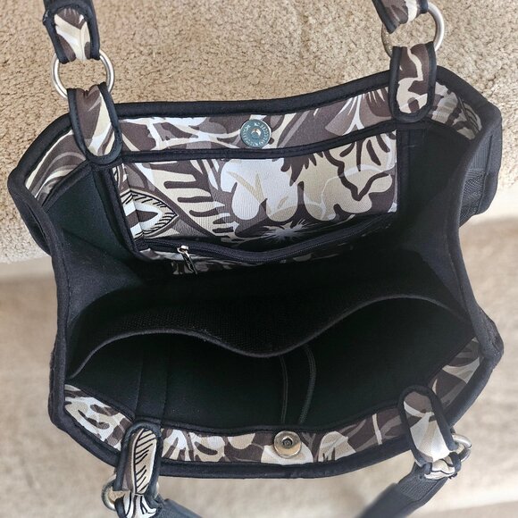 Beach by CLC Neoprene Brown, Ivory and Tan Tropical Floral Print Shoulder Bag - Picture 5 of 14